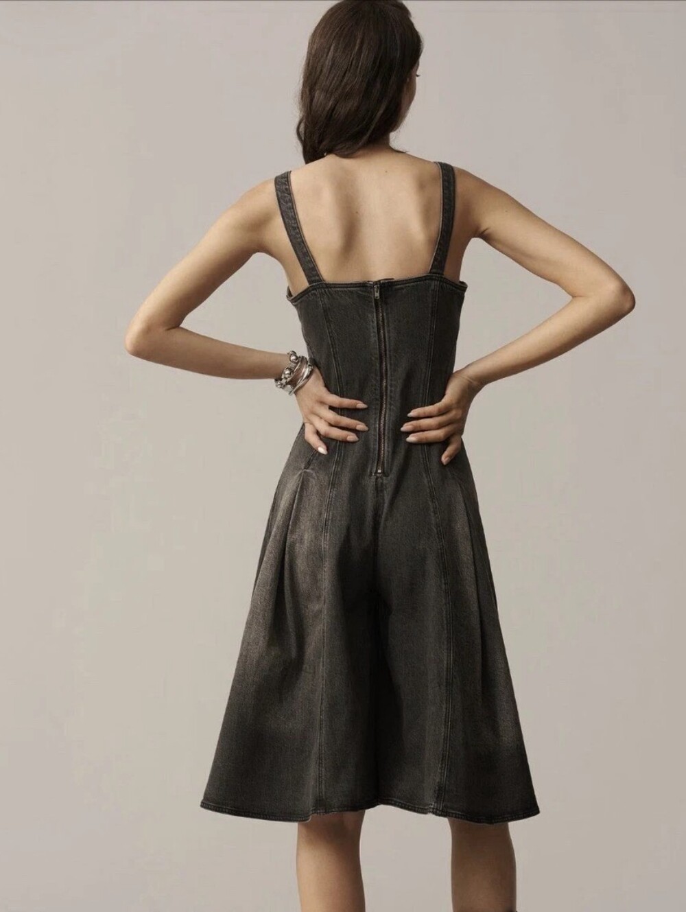 Pilcro Washed Black Denim Midi Dress - Picture 8 of 10